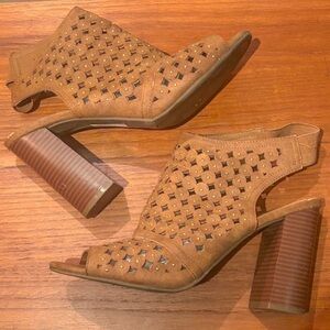GUESS Studded Suede Stacked Heel Slingbacks
